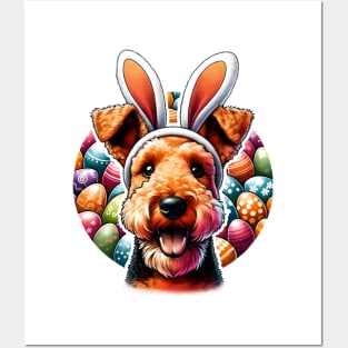 Welsh Terrier with Bunny Ears Welcomes Easter Joy Posters and Art